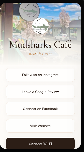 Mudsharks Café customer page template preview