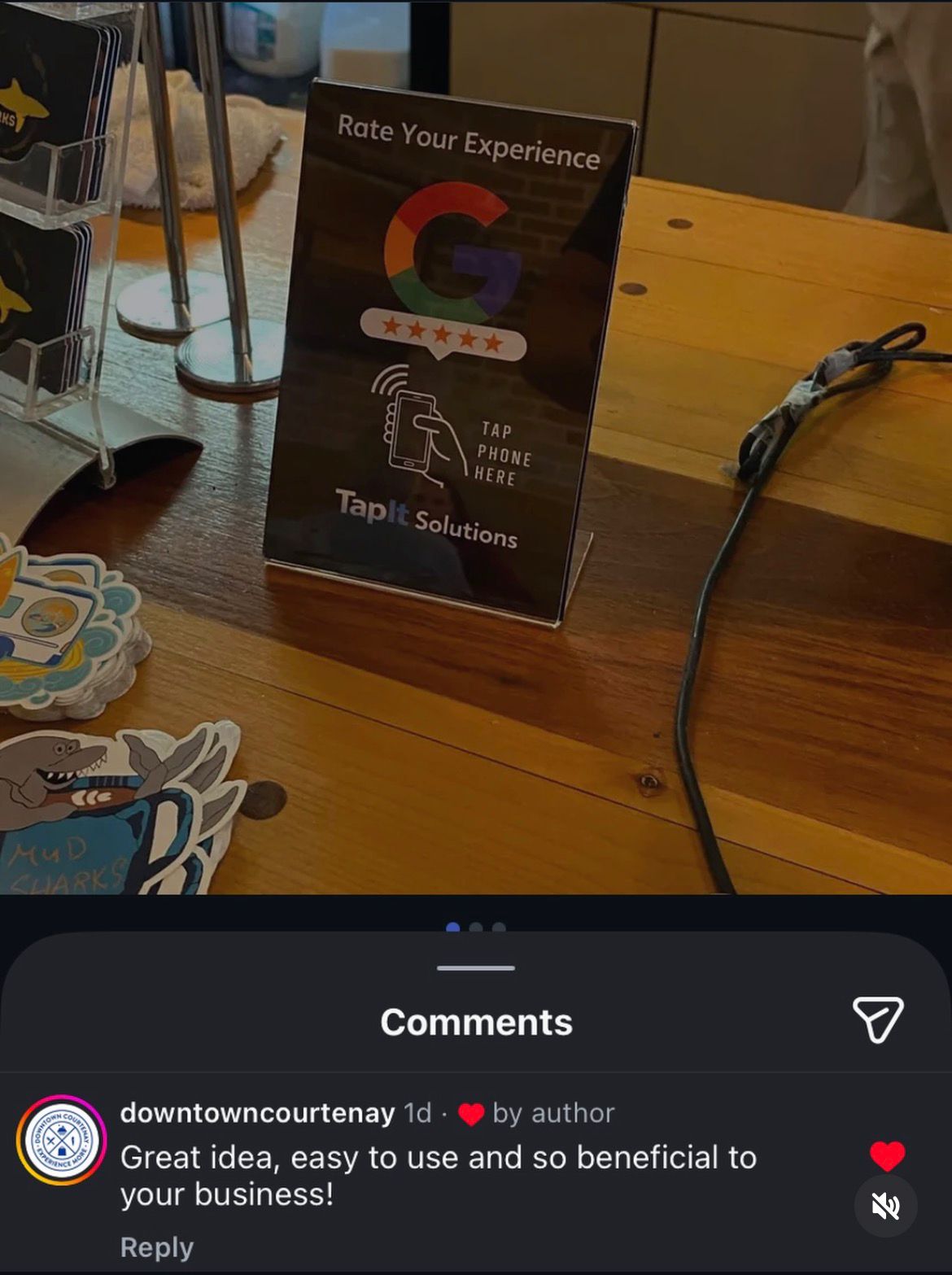 TapIt customer interaction with a local business